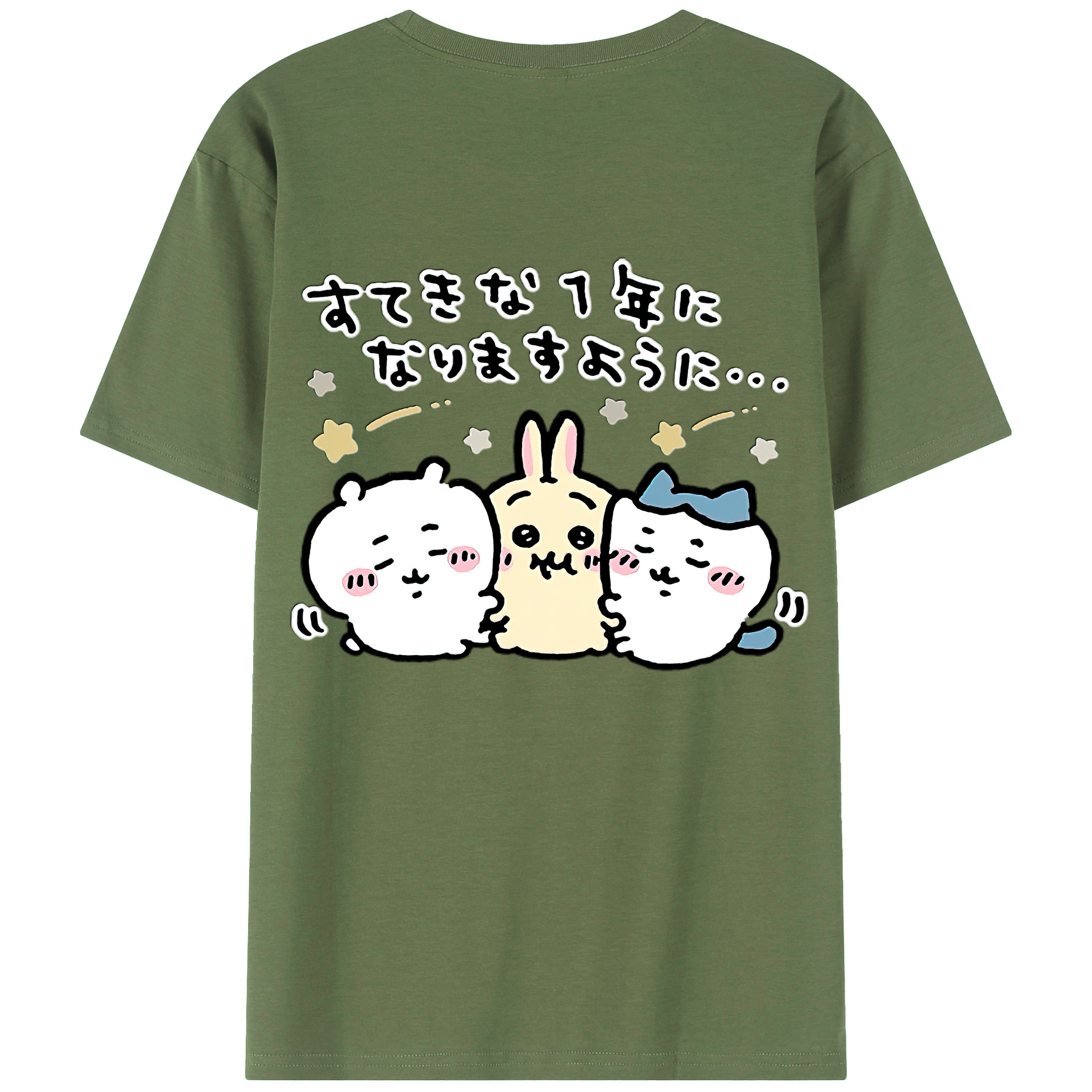 （画像用） ちいかわ ちいかわ Chii-kawa chiikawa 綿100％ メンズ半袖Tシャツ（バックプリント） 通気性